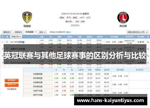 英冠联赛与其他足球赛事的区别分析与比较